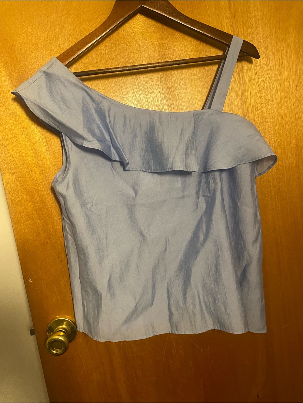 Active USA Light Blue One-Shoulder Ruffle Camisole